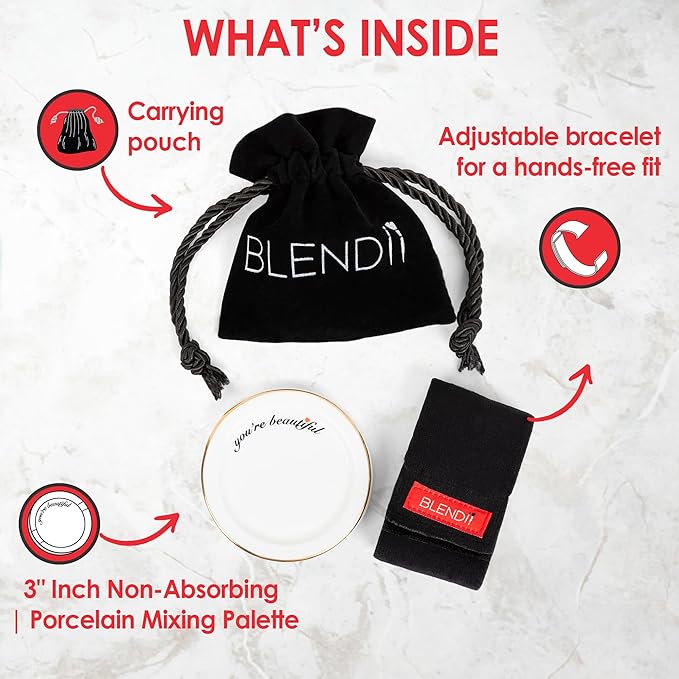 Makeup Palette Mixer Tray - Hands Free Porcelain Makeup Foundation Palette with Adjustable Hand Strap - Makeup Artist Kit Essentials - 3"