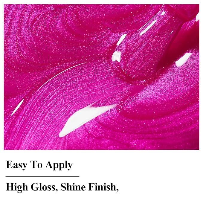 Nail Polish Quick Dry, Rose Hot Pink Nail Lacquer Nail Art Polish Non-Gel Air Fast Drying, Shimmer Pink Nail Pigment High Coverage Fingernail Concealer Polish, 1PC 12ML Long Wear