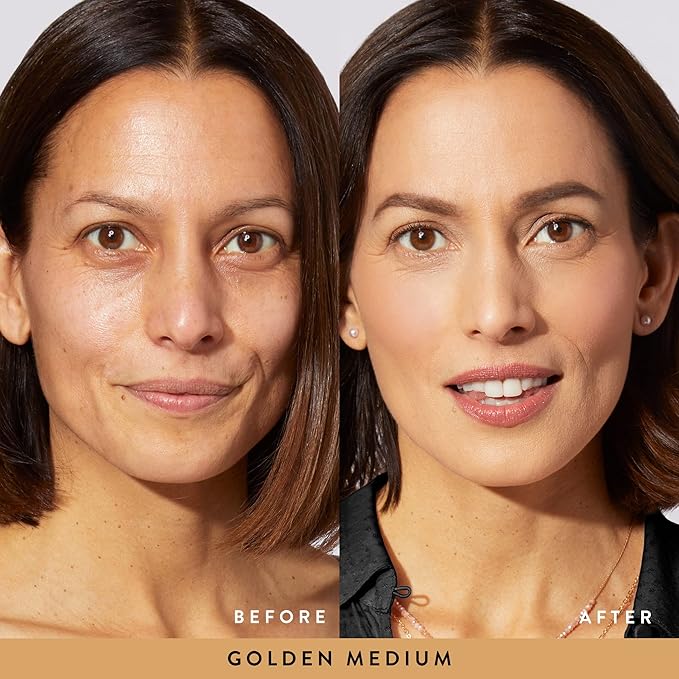 LAURA GELLER NEW YORK Blush-n-Glow Kit (3 Piece) Baked Balance-N-Glow Illuminating CC Powder Foundation Golden Medium, Retractable Kabuki Brush, Baked Blush-N-Brighten Pink Grapefruit