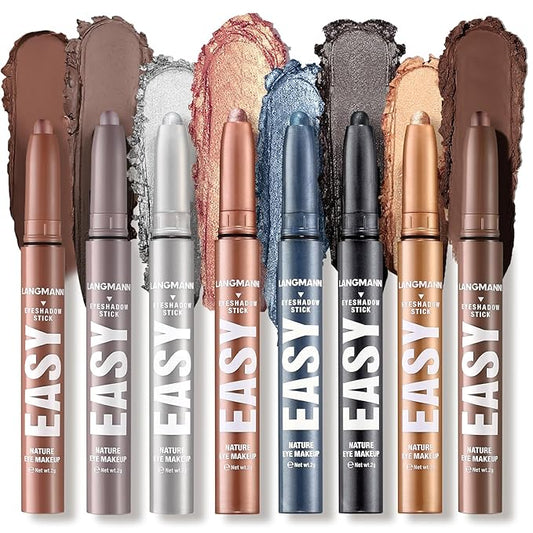 Jolilab Eyeshadow Stick Set, 8 Colors Matte Professional Bright-Colored Contouring and Highlight Eyeshadow Stick, Cream Waterproof Long Lasting High Pigmented Eye Shadow. (8, Set F)