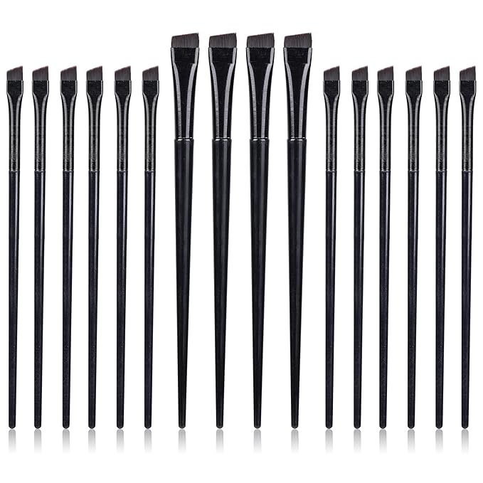 16 Pcs Eyeliner Brush Eyebrow Tint Brushes Brow Brushes Set Flat Tapered Eyebrow Concealer Brush Ultra Thin Christmas Makeup Brush Fine Angled Slanted Brushes Eye Shadow Applicator Sticks Brushes