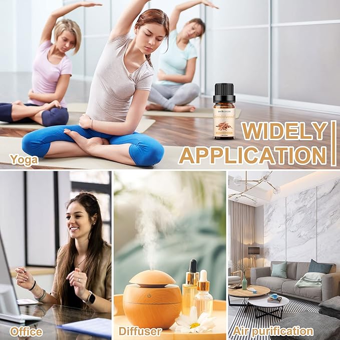 Sedbuwza Sandalwood Essential Oil, Pure Organic Sandalwood Fragrance Oil for Diffuser, Humidifier, Soap, Candle, Perfume