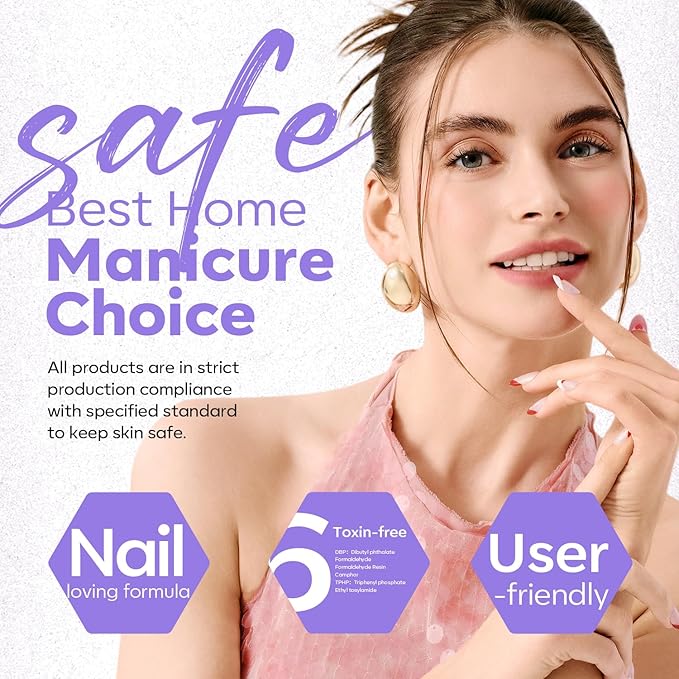 modelones Nail Polish Set, 6 Colors Charm Pink Blue Gold Purple Green Shimmer & Holographic Quick Dry Non Toxic Nail Polish Kit Salon Home DIY Manicure Kit Gift For Women Girl