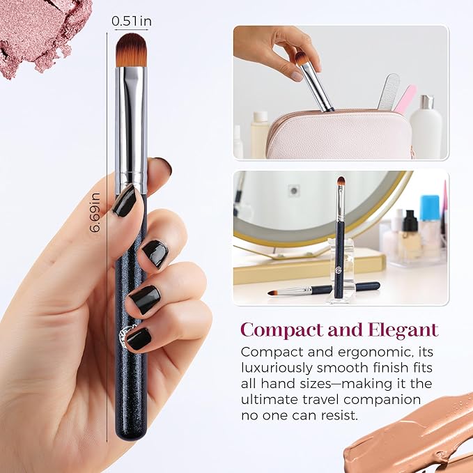 ENERGY Concealer Brush Under Eye Flat Makeup Brush for Eyebrows Foundation Concealer Blending with Liquid Cream Cosmetics Flawless Full Coverage Vegan Face Brush Blue