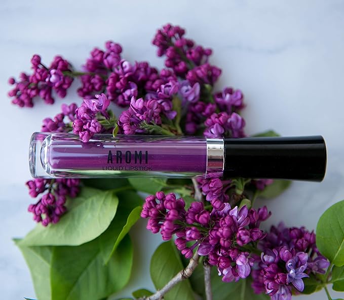 Aromi Violet Plum Liquid Lipstick, Dark Purple Lip Color, Vegan and Cruelty-free, Long-lasting and Waterproof Lipstick, Handmade (Vamptastic Plum)