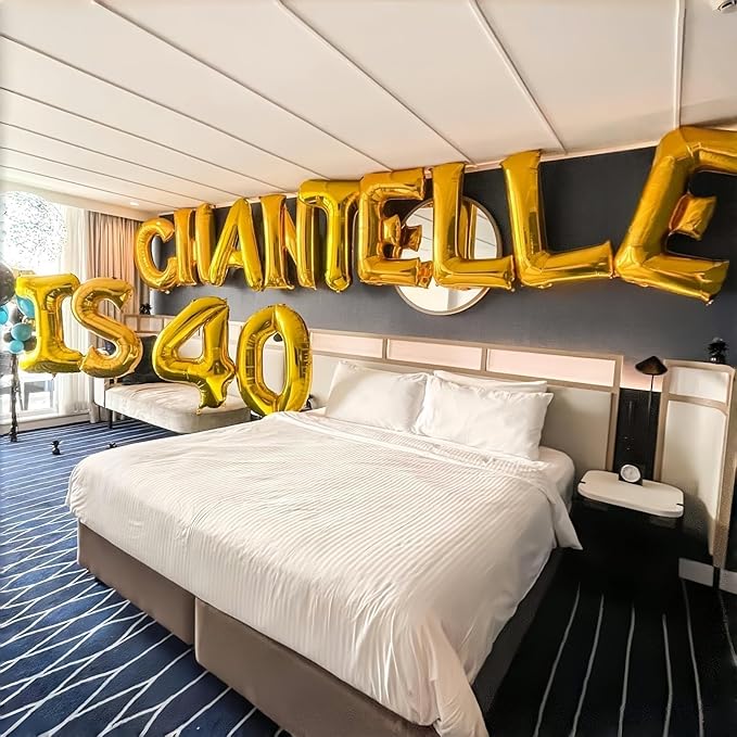 40 Inch Foil Letter Balloon, Big Alphabet R Word, Large Self Inflating Gold Decor for Custom Name, Helium Balloons for Women Birthday Party Anniversary Decoration Supplies