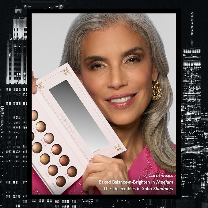 LAURA GELLER NEW YORK The Delectables Soho Shimmers Eyeshadow Palette - Includes 14 Shimmer-Finish Baked Eyeshadows in Stunning Neutral Shades - Long-Lasting High-Shine Eyeshadows for Everyday