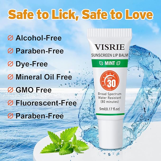 SPF 30 Lip Sunscreen, SPF Lip Balm Bulk 6 Pack, Moisturizing Sunscreen Lip Balm with Vitamin E and Shea Butter, Non-Sticky SPF Lip Gloss for All Skin Tones-Clear