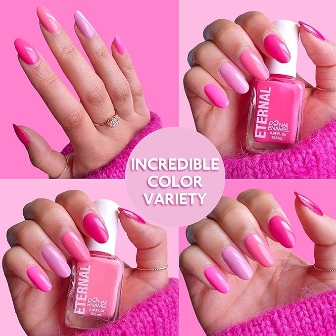 Eternal Pink Nail Polish Set for Women (SO PINK) - Pastel Pink Nail Polish Set for Girls - Long Lasting & Quick Dry Natural Nail Polish Kit for Home DIY Mani Pedi - Made in USA, 13.5mL (Set of 5)