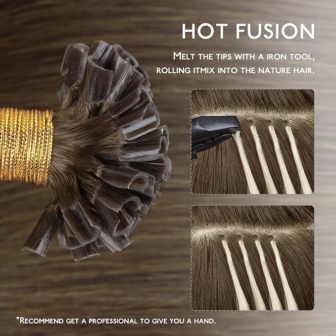 WENNALIFE U Tip Hair Extensions Human Hair, 50g 50s 24 Inch Light Ash Brown Remy Hair Extensions K Tip Hair Extension Real Human Hair Invisible Straight Keratin Hair Extensions