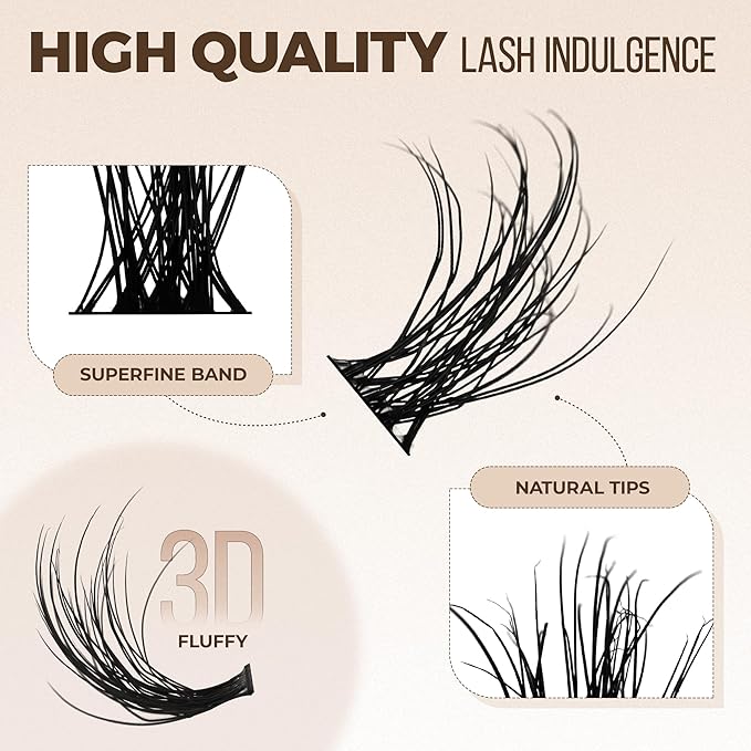 PopUp Cluster Lashes Wispy Cluster Eyelash Extensions 3D DIY Lash Clusters 10-16mm Multilayered Eyelash Clusters, Reusable Fluffy Individual Lashes Cluster(BDD06)