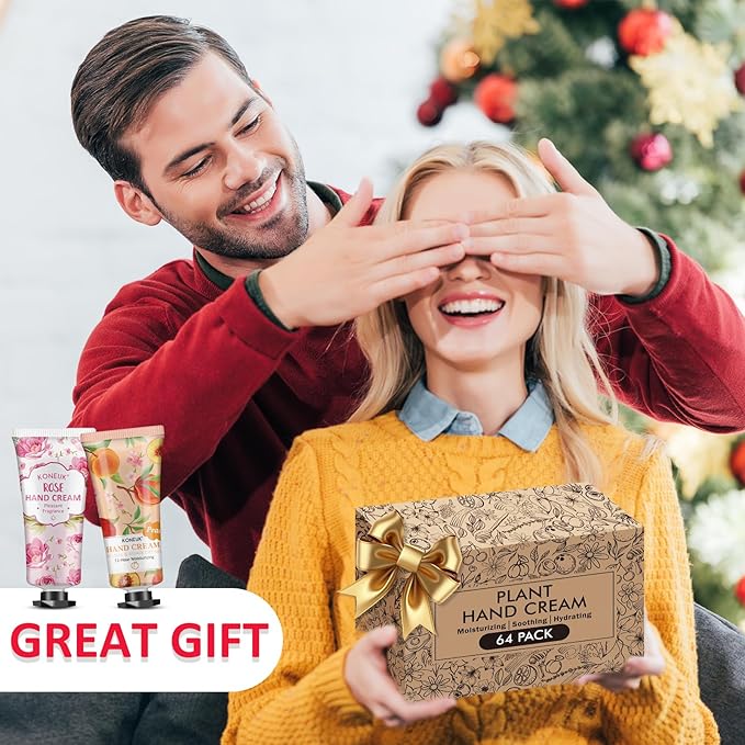 64 Pack Moisturizing Hand Cream Set For Women, Bulk Hand Lotion Travel Size for Dry Cracked Hands, Mini Hand Cream for Mom Gifts, Teacher Gifts, Thank You Gifts and Small Gifts for Women