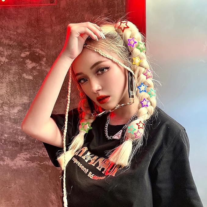 Star Hair Clips Multiple Colors Snap Hair Barrettes Non Slip Star Hair Accessories Metal Hair Clips for Girls Women -100PCS 1.18"