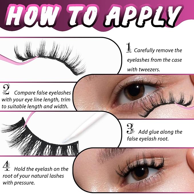 Veleasha Lashes Fluffy Wispy Faux Mink Eyelashes Criss-cross False Lashes 10 Pairs Pack Fake Eyelashes for Women (3D07)