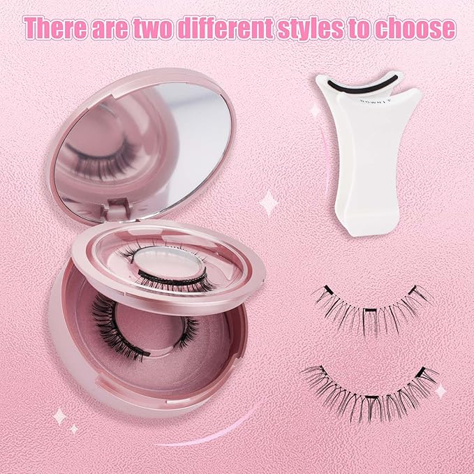 2 Pairs Magnetic Eyelashes with Applicator Waterproof Magnetic lashes Natural Look Reusable Eyelashes Easy to Wear and Remove No glue needed (R3+A05)