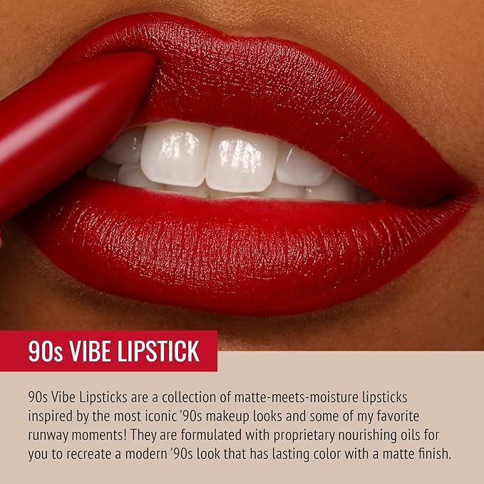 Runway Rogue ‘Celeb’ Matte Berry Red 90s Vibe Lipstick Bundle with ‘In the Press’ Crimson Dark Red Designer Liner Lip Liner Pencil and Sharpener