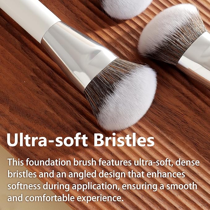 201 Angled Foundation Brush for Flawless Makeup Application Professional Liquid, Cream Powder Foundation Brush with Dense Bristles - Contoured for Precise Blending and Buffing