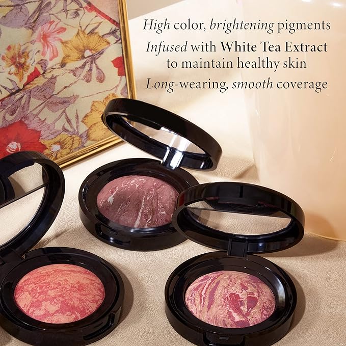 LAURA GELLER NEW YORK Baked Blush-n-Brighten Marbleized Blush for Cheeks - Ethereal Rose - Natural Finish - Buildable Color