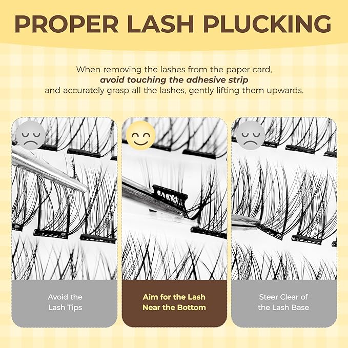 PopUp Self Adhesive Eyelashes Clusters, Press On Lashes Pre Glued Eyelash Extension Kit with Lash Tweezer,10-16mm No Glue No Remover Needed Self Adhesive Lashes Clusters AC58