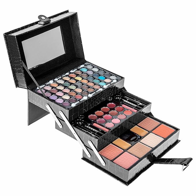 SHANY All In One Makeup Kit (Eyeshadow, Blushes, Powder, Lipstick & More) Holiday Exclusive - BLACK , 72 Piece Set
