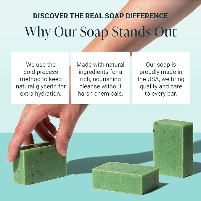 The Bubble Factory Handmade Soap, All Natural Soap for Women & Men, Hand, Bath & Body Natural Bar Soap, Vegan, Palm Oil Free, Made in USA with Shea Butter + Essential Oils, Rosemary Mint, Single