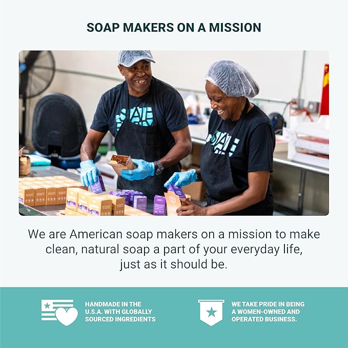 The Bubble Factory Handmade Natural Bath & Body Soap Bar, Vegan, All-Natural, Palm Oil Free, Made in USA with Shea Butter + Essential Oils, Eucalyptus Mint/Rosemary Mint/Tea Tree Mint, 3 Bars