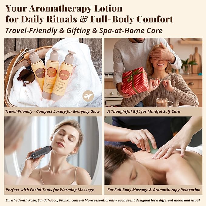 Rose & Fir Aromatherapy Lotion – Plant-Based Nourishing Hydration, Natural Essential Oil Aroma & Gentle Warming Massage, Romantic Cool Forest Rose Body Moisturizer, 3.4 fl oz / 100ml