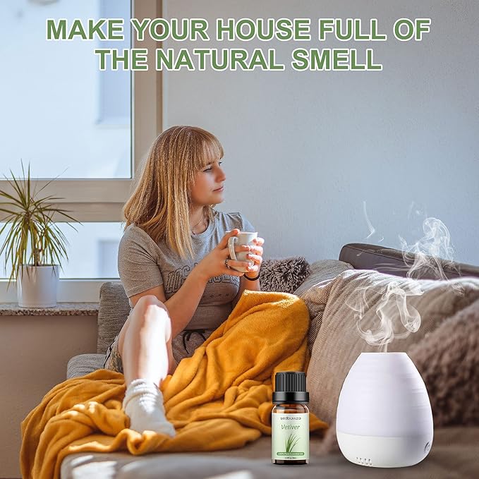 Sedbuwza Vetiver Essential Oil, Pure Organic Vetiver Fragrance Oil for Diffuser, Humidifier, Soap, Candle, Perfume