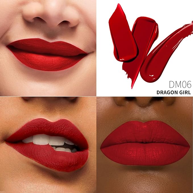 Red Lipstick Matte for Women, Color Stay Long Lasting Lipstick Smudgeproof Liquid Lipsticks, Cruelty Free Lip Color (DM05 Dragon Girl)