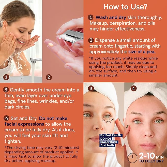 TEREZ & HONOR Anti-Aging Rapid Reduction Under-Eye Cream, Visibly and Instantly Reduces Wrinkles, Dark Circles and Eye Bags in 120 Seconds, Hydrates & Lifts Skin Rapid