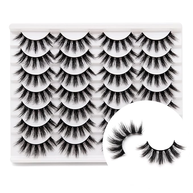 Veleasha Lashes 3D Faux Mink Lashes Fluffy False Eyelashes Natural Look 14 Pairs Lashes Pack Luxury Wispy Fake Eyelashes (3D07)