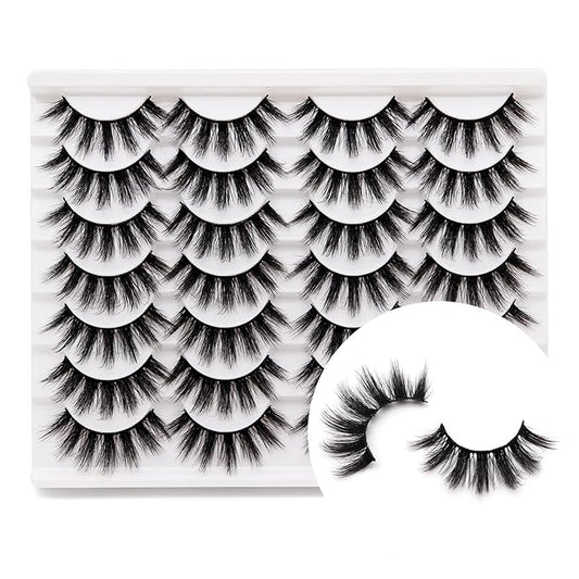 Veleasha Lashes 3D Faux Mink Lashes Fluffy False Eyelashes Natural Look 14 Pairs Lashes Pack Luxury Wispy Fake Eyelashes (3D07)