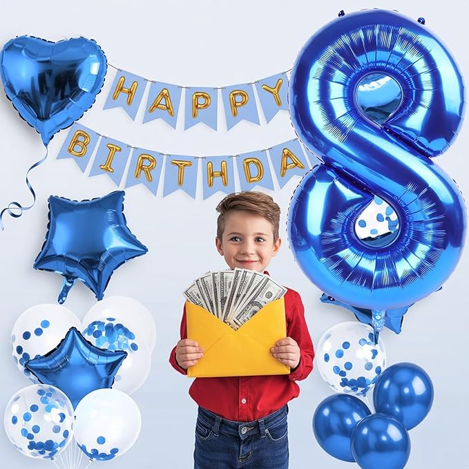40 Inch Balloon Number 8 Navy Blue, Large Dark Royal Blue Foil Number 8 Balloons Set 0-9 for Men, Self Inflating Digital 8 Helium Balloons for Boys Birthday Anniversary Baby Shower Party Decorations