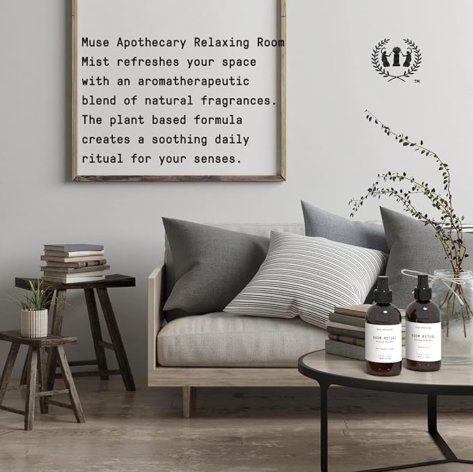 Muse Apothecary Room Ritual - Aromatic and Relaxing Room Mist, 4 oz, Infused with Natural Essential Oils - Aloe + Eucalyptus + Lavender, 2 Pack