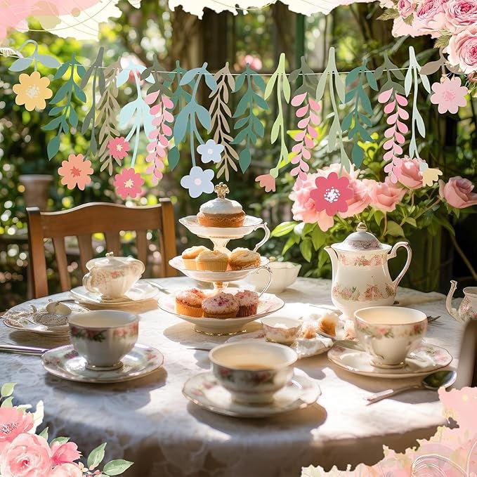 2PCS Flower Party Banner Wildflower Garland Spring Birthday Colorful Flowers Wedding Party Decorations Baby Shower Birthday Supplies