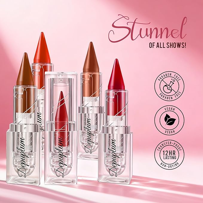 Orange Red Lipstick Gradient Matte Lipsticks Lip Liner Combo Set for Women Waterproof Long Lasting Lip Stick Pencil Cream Lip Liner and Lipstick Combo Makeup, E5