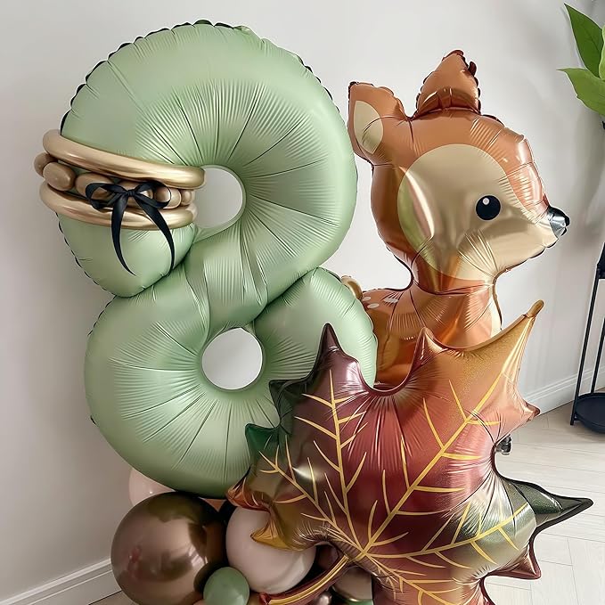 Sage Green 8 Number Balloon,Olive Green 8 Balloons 40 Inch Large Helium Foil Mylar Birthday Balloons for Boy Girl Baby Shower Birthday Jungle Party Decorations
