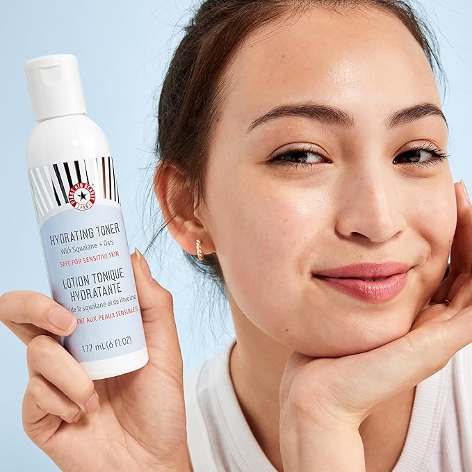 First Aid Beauty - Hydrating Toner with Squalane and Oats, Naturual Wild Oat Skin Calming Toner, Helps Reduce Lines & Wrinkles, Safe for Sensitive Skin, Alcohol-Free Balanced Hydration, 6 oz