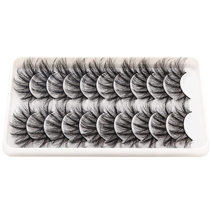 Veleasha Lashes Fluffy Wispy Faux Mink Eyelashes Criss-cross False Lashes 10 Pairs Pack Fake Eyelashes for Women (6D60)
