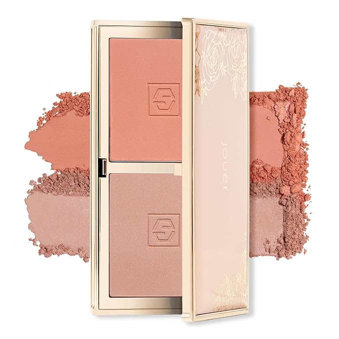 Jouer Blush Bouquet Duo 2 Shade Blush Palette High Pigment Powder Natural Flush Beauty Cosmetics Vitamin E Talc-Free Paraben, Gluten & Cruelty Free