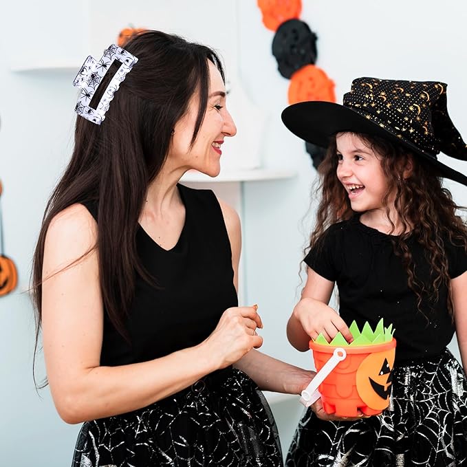 2 Pack Halloween Hair Claw Clips for Women, Pumpkin Spider Square Hair Claws for Thick and Thin Hair Large Claw Clip Hair Accessories for Halloween Costume Party Trick or Treat Deco