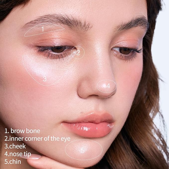 Flower Knows Shell's Jewel Highlighter Balm,Cute Bag Charm Keychain,Glitter Pearly Highlighter Makeup,Natural Glow Finish,Long Lasting Face Illuminator,Gift for Women,Girls,0.11 oz(Blue Tears)