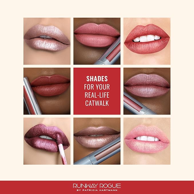 Runway Rogue Pearl Glam Long Wear Shimmer Liquid Lipstick, Metallic Coral-Pink Lipstick with Silver and Gold Shimmer, ‘Starlet’