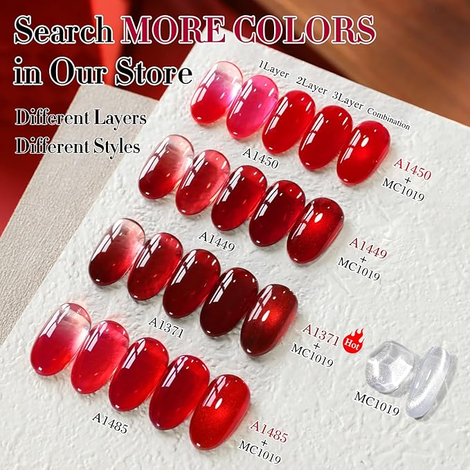Double Rhythm 15 ML Dark Burgundy Gel Polish Pure Sheer Same Color Same Bottle Soak Off Gel Polish Art Manicure Salon DIY at Home for Women (Jelly Red-A1371)