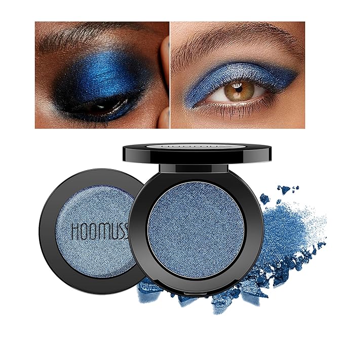 Single Blue Eyeshadow Shimmer Handmade Eye Sahdow Pressed Powder Palette, High Pigmented & Long Lasting, Intense Color Blue Eye Shadows-1Blue