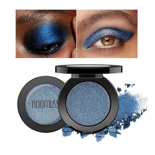Single Blue Eyeshadow Shimmer Handmade Eye Sahdow Pressed Powder Palette, High Pigmented & Long Lasting, Intense Color Blue Eye Shadows-1Blue