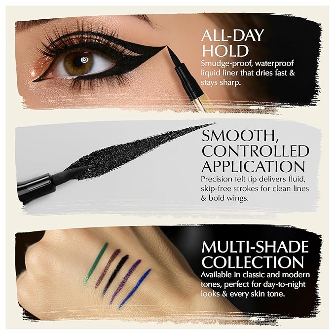 EPILYNX Waterproof Eyeliner - Smudge-Proof Liquid Eyeliner Pen with Precision Tip for Smooth, Long-Lasting Application - Vegan, Hypoallergenic & Gluten-Free Eye Liner - 5 Shades 2mL each Gift Set