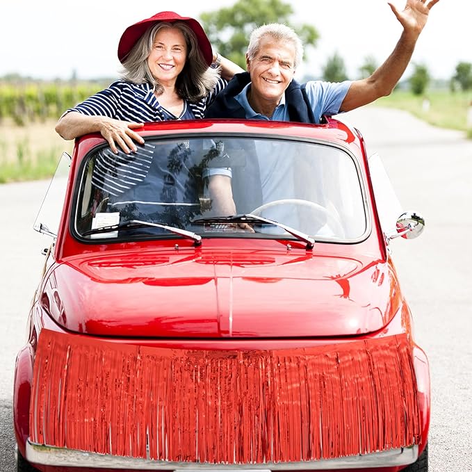 Red Birthday Decorations Tinsel Garland Parade Float Decorations for Trailer 4Pack 12FT Casino Theme Party Decorations Carnival Ceiling Fringe Banner Backdrop for Streamers Party Decorations