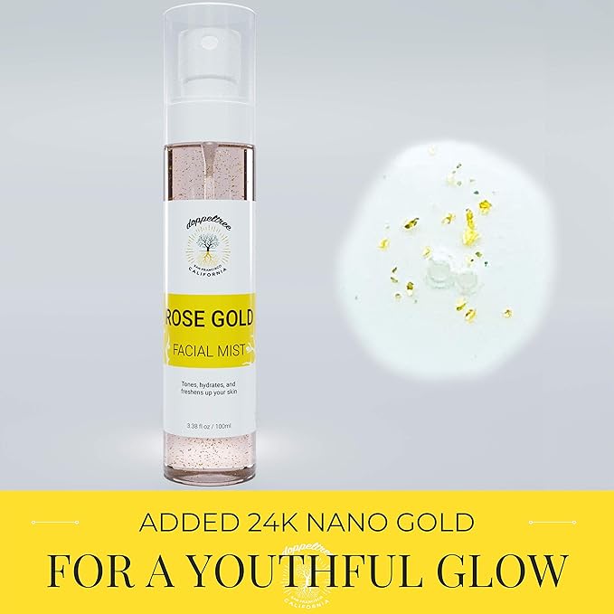 Hydrating Facial Spray Toner with Rosewater, Hyaluronic Acid, Rosehip Seed Oil and Aloe Vera - Mist for Face by Doppeltree - Formulated in San Francisco