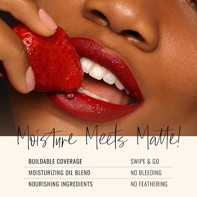 Runway Rogue 90s Vibe Lipstick, Moisturizing Matte Classic True-Red Lipstick, ‘Red Carpet’